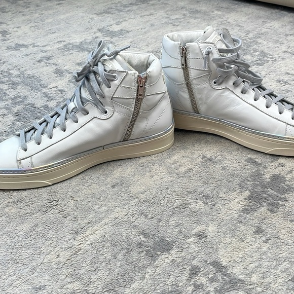 New P448 F22 Taylor Platform High Top Sneaker Side Zip Iridescent Strip Sz 42 - Picture 11 of 16